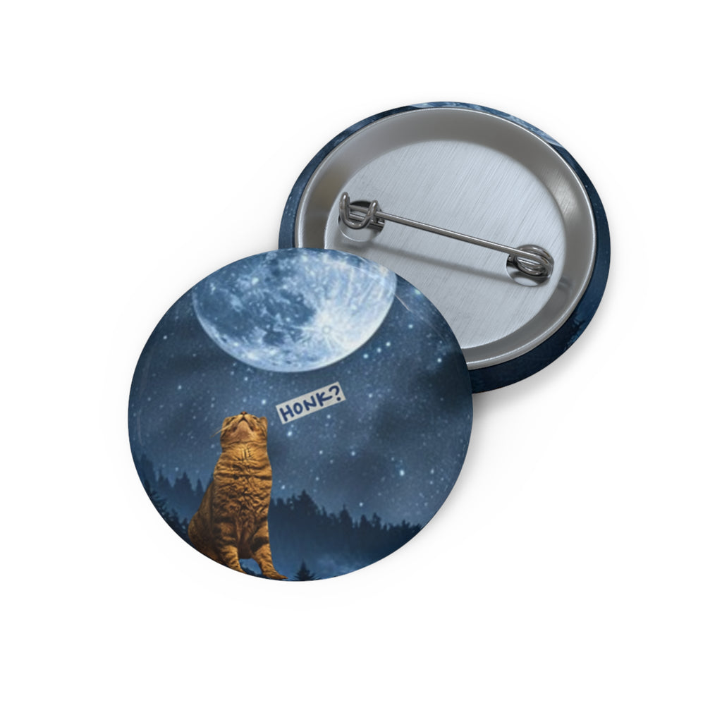 Burd Burd the Cat Honking at the Moon Pin - Small Blue Button - Funny Cat Pin
