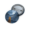 Burd Burd the Cat Honking at the Moon Pin - Small Blue Button - Funny Cat Pin