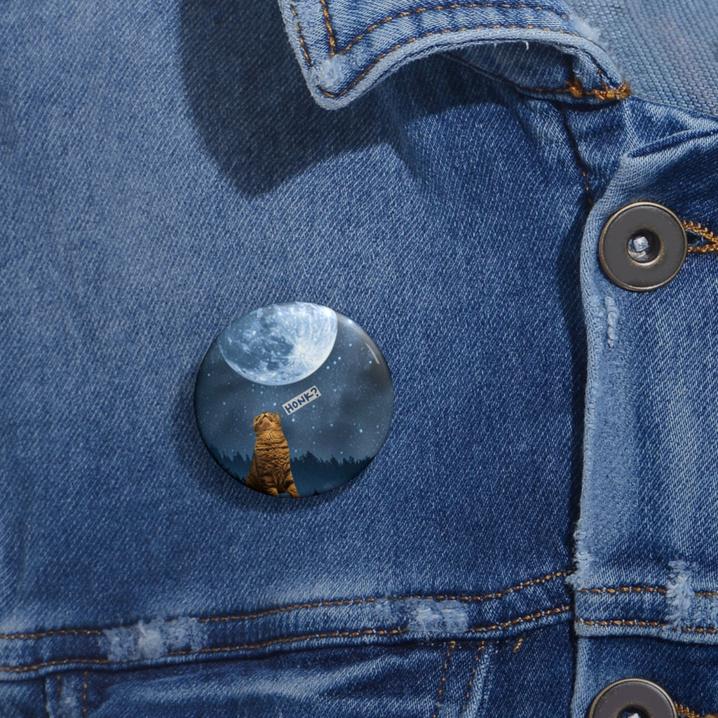 Burd Burd the Cat Honking at the Moon Pin - Small Blue Button - Funny Cat Pin