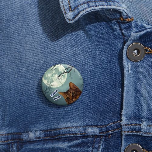 Burd Burd the Cat Concerned Button - Small Green Cat Button - the aWoo was too Powerful