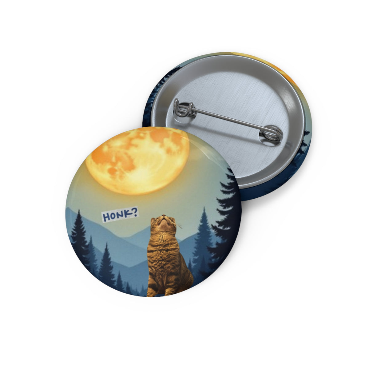 Burd Burd the Cat Honking at the Moon - Small Colorful Button - Funny Cat Pin