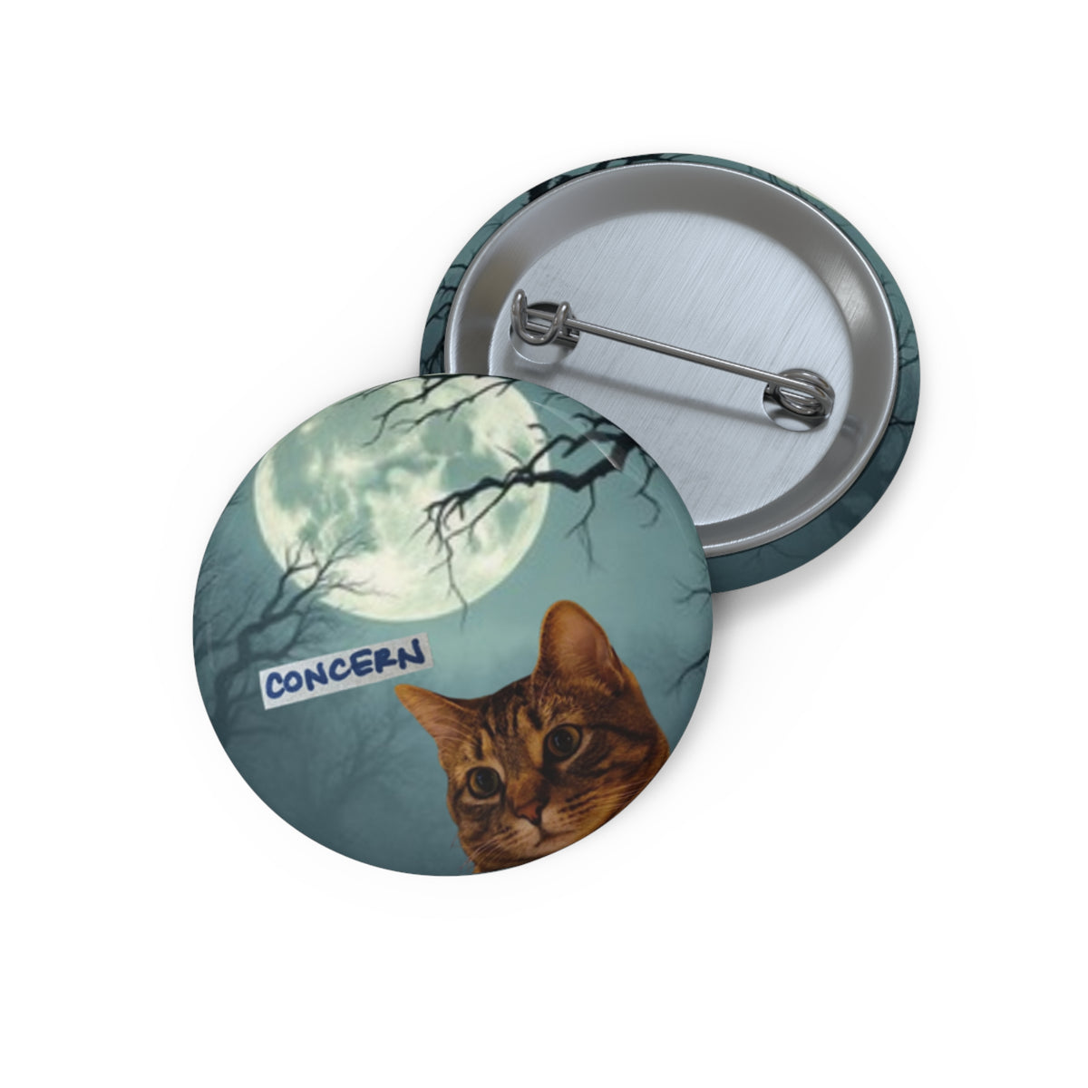 Burd Burd the Cat is Concerned - Small Green Cat Button