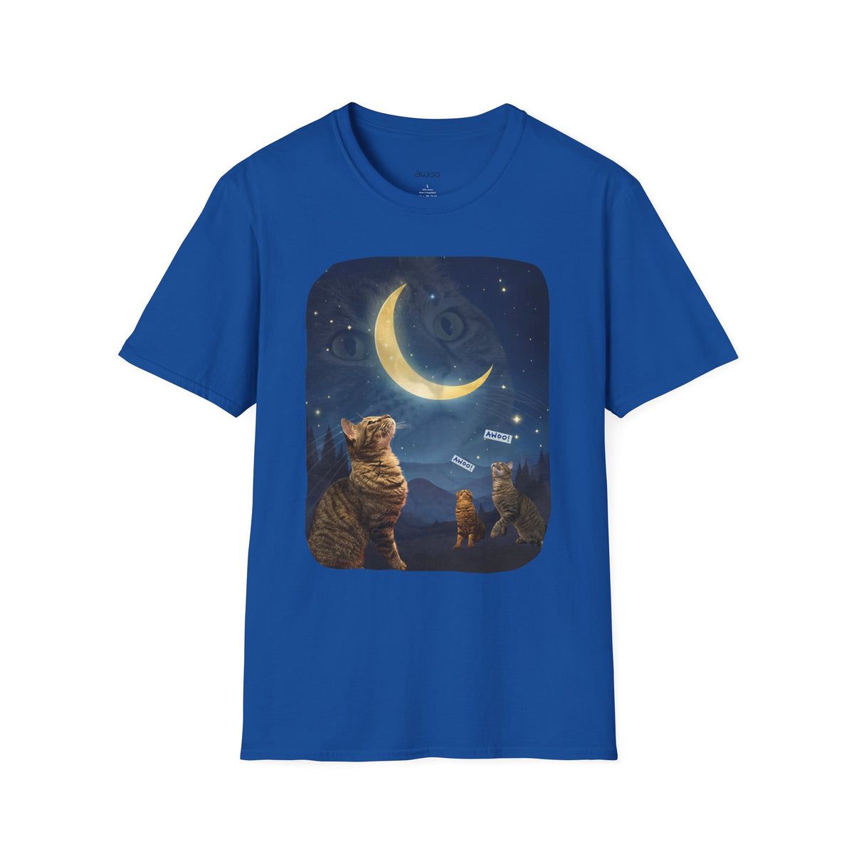 Cat Moon T-Shirt — Burd Burd the Cat does an aWoo at the Night Sky