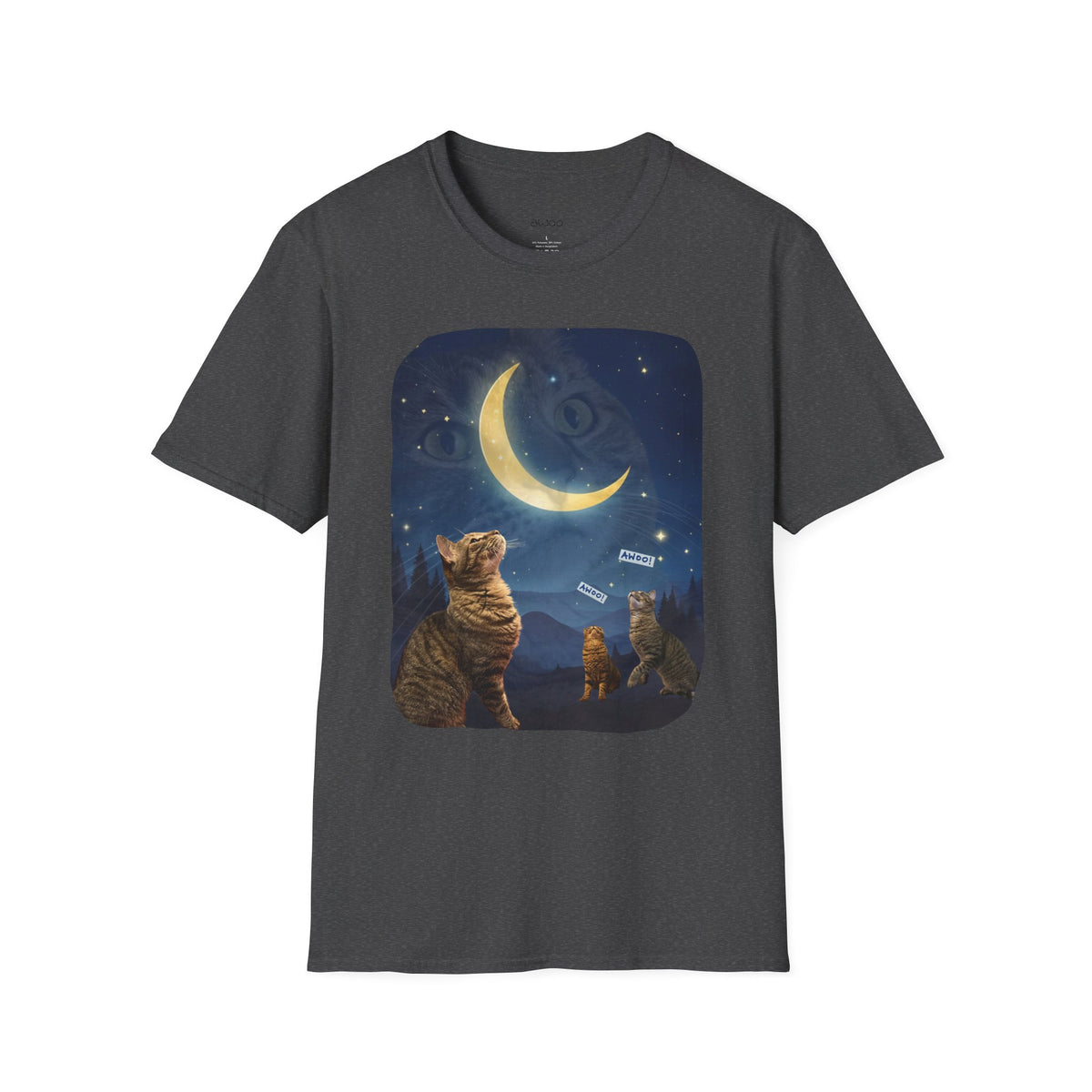 Cat Moon T-Shirt — Burd Burd the Cat does an aWoo at the Night Sky